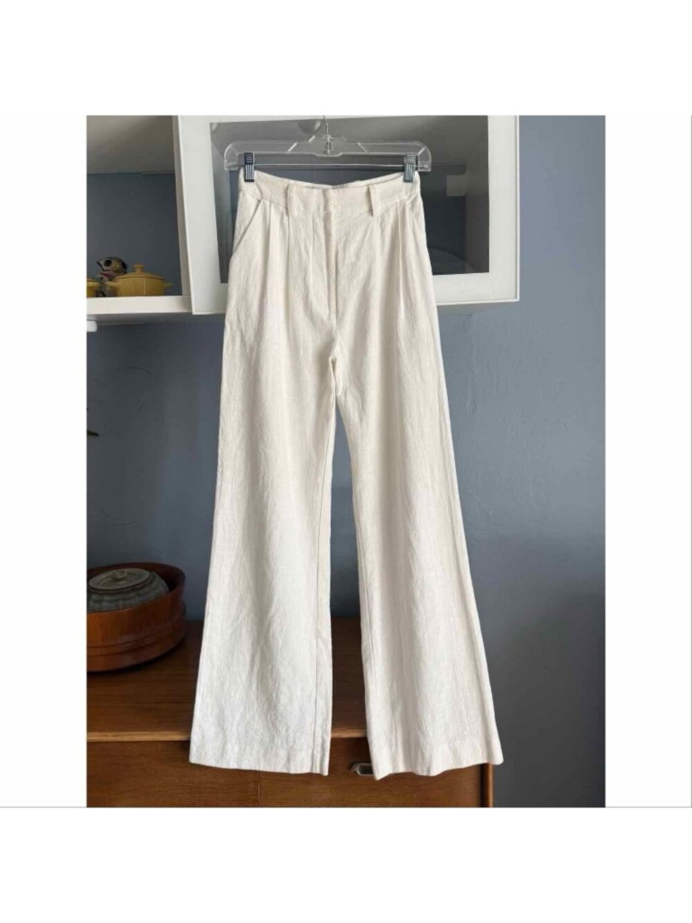 Bec + Bridge Harriet Front Pleated Pant High Rise Ivory Wide Leg
